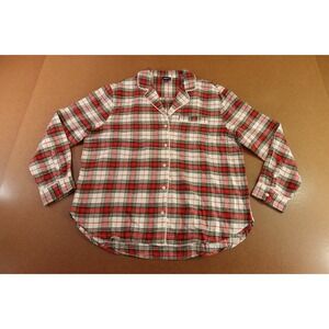 Gap Body Womens Size Medium Red White Plaid Flannel Cotton Pajama Shirt New